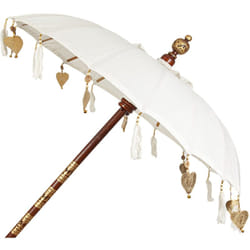Parapluie balinais blanc à pompons
