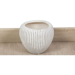 Fijalo - Cache-pot en céramique beige rayé