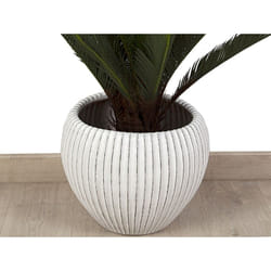 Cache-pot en céramique beige rayé