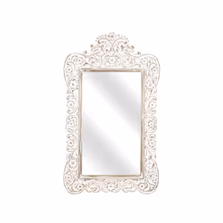 Miroir en bois ajouré avec touffe Matériel: bois de manguier + Dm Couleur naturelle Assemblage requis : NON 68x5x114 cm. Syst ...