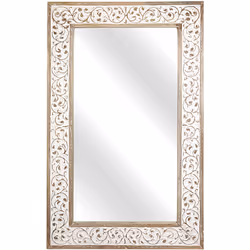 Miroir en Bois Rect. Naturel Matériel: bois de manguier + Dm Couleur : naturel/blanc. Assemblage requis : NON 76x4x121 cm. Sy ...