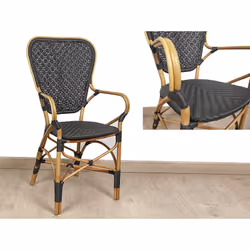 Fauteuil Rotin/Bambou Noir/Naturel Matériel: rotin/bambou Couleur: noir/naturel Assemblage requis : NON 52x59x103 cm. Système ...
