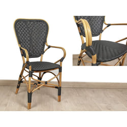 Fauteuil Rotin/Bambou Noir/Naturel