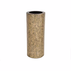 Porte-parapluie Incrusté Dm/Bambu. Matériel: DM/bambou Couleur: beige/noir Assemblage requis : NON 21x21x50 cm. Système d'anc ...