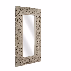 Miroir sculpté en bois de manguier Matériau : bois de manguier Couleur marron Assemblage requis : OUI 75x4x150 cm. Système d' ...