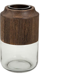 Vase en verre et bois