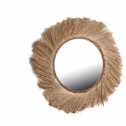 Miroir en Fibre Végétale Matière : Fibres Végétales Couleur naturelle Assemblage requis : NON 90x90x4 cm. Système d'ancrage : ...