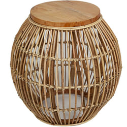 Fijalo - Table en rotin Redda avec plateau en bois