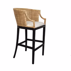 Tabouret haut à coussin en bambou/rotin Matériel: Bambou/Rotin Couleur: noir/naturel Assemblage requis : NON 58x60x110 cm. Sy ...