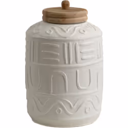 Pot en céramique blanche avec couvercle en bois Matériel: Céramique/Bois Couleur blanche Assemblage requis : NON 23x23x37 cm. ...