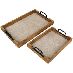 Fijalo - Lot de 2 plateaux en bois avec poignées