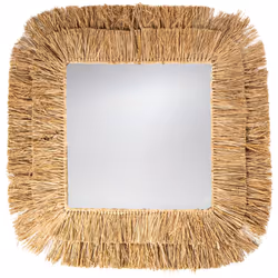 Miroir carré. Raphia Matériel: Raphia Couleur naturelle Assemblage requis : NON 80x80x3 cm. Système d'ancrage : NON