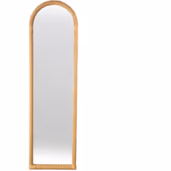 Miroir de toilette en rotin 1/2 points Matériel: Rotin Couleur naturelle Assemblage requis : NON 48,5x4,5x170 cm. Système d'a ...
