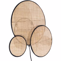 Applique murale cercles en rotin à bords noirs Matériel: Bambou Couleur : naturel/noir. Assemblage requis : NON 52x11x52 cm. ...