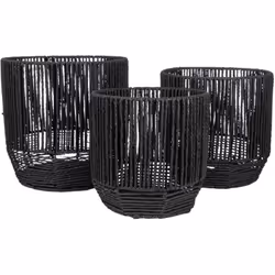 Ensemble de 3 jardinières en corde noire Matériel: Corde La couleur noire Assemblage requis : NON 30x30x31 cm. Système d'ancr ...