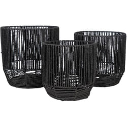 Fijalo - Ensemble de 3 jardinières en corde noire