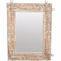 Miroir sculpté en bois de manguier Matériau : manche en bois. Couleur marron Assemblage requis : NON 100x5x130 cm. Système d' ...