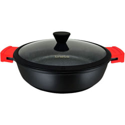 Black Titanium Casserole Basse Induction Antiadhésif Titane 30cm, Fonte d'Aluminium sans pfoa Noir - Briebe