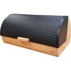 Briebe - BB1162 Boîte à Pain en Bois de Bambou Couvercle Coulissant, Bread Box Conserver Painen Noir