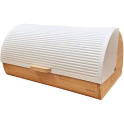 Briebe - BB1162 Boîte à Pain en Bois de Bambou Couvercle Coulissant, Bread Box Conserver Painen Blanc