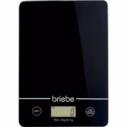 Briebe KW1163, Balance de ménage électronique, 5 kg, 1 g, Noir, Verre, Verre