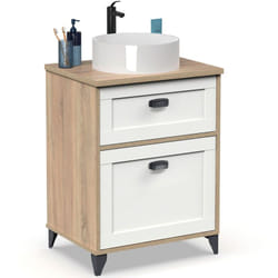 Briebe - Eterna Meuble de Salle de Bain 60 cm, Lavabo Sur Comptoir Non Inclus, Armoire Vintage Blanc