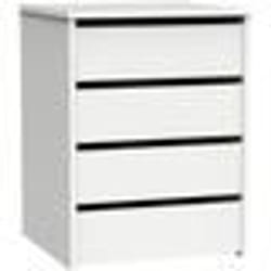 Commode Chambre Table De Chevet Chiffonnier 4 Tiroirs 635x46x45 cm Briebe Clarity  Blanc 01314