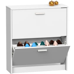 Briebe - Nova Meuble à Chaussures Entrée, Meuble Rangement en Bois 2 Portes, 82x74x25cm Blanc