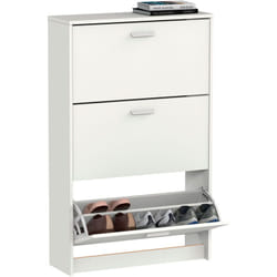 Nova Meuble à Chaussures Entrée, Meuble Rangement en Bois 3 Portes 119,5x74x25 Blanc - Briebe