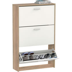 Nova Meuble à Chaussures Entrée, Meuble Rangement en Bois 3 Portes 119,5x74x25 Blanc - Briebe