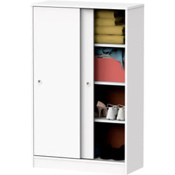 Nova Armoire Chambre Rangement, Meuble à Chaussures, Portes Coulissantes 120x74x33cm Blanc - Briebe