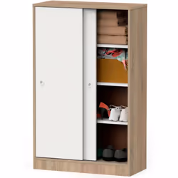 Nova Armoire Chambre Rangement, Meuble à Chaussures, Portes Coulissantes 120x74x33cm Blanc - Briebe