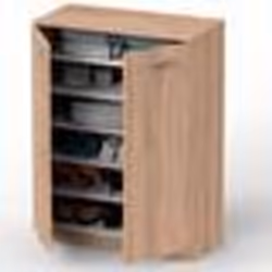 Armoire Chambre Rangement Meuble à Chaussures Portes Coulissantes 101x74x36cm Briebe Nova  Bois 01550