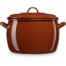 Terra Faitout à Induction 16cm, Marmite 3L avec Couvercle Acier Émaillé Tous Feux Marron - Briebe