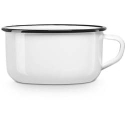 Briebe - Vintage Tasse à Café Camping 10cm Pot Acier Émaillé 0,45ml, Pique-nique Voyage, Vintage Blanc