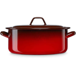 Ignea Faitout à Induction 30cm, Marmite 8 l avec Couvercle Acier Émaillé Tous Feux Rouge - Briebe