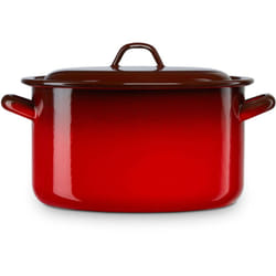 Briebe - Ignea Faitout à Induction 30cm, Marmite 12,5L avec Couvercle Acier Émaillé Tous Feux Rouge