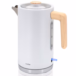 Briebe KT1165WHT, 1,7 L, 2200 W, Blanc, Acier inoxydable, Indicateur de niveau d'eau, Arrêt de sécurité en cas de surchauffe