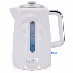 Briebe KT1168WHT, 1,7 L, 2200 W, Blanc, Acier inoxydable, Indicateur de niveau d'eau, Arrêt de sécurité en cas de surchauffe