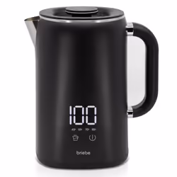 Briebe KT1175BLK, 1,7 L, 1500 W, Noir, Acier inoxydable, Thermostat réglable, Indicateur de niveau d'eau