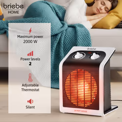 Briebe Ht1182 Radiateur Soufflant, Chauffage D'Appoint Électrique Avec Thermostat Réglable 2000w Noir - Vue supplémentaire 2