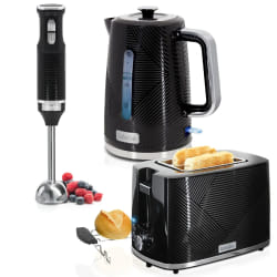 Elegance Lot de Grille Pain 2 Fentes+Bouilloire Électrique 1,7L Mixeur Plongeant, 2200, Noir, Briebe, SKT1186BLK