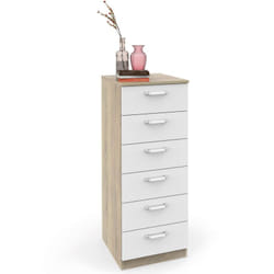 Briebe Prakt Commode Chambre, Chiffonnier Meuble de Rangement avec 6 Tiroirs, 110x40x40 cm Blanc