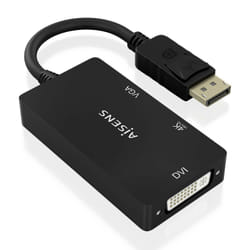 AISENS A125-0861 câble vidéo et adaptateur 0,15 m DisplayPort VGA + HDMI + DVI Noir