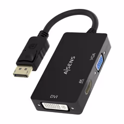 AISENS A125-0861 câble vidéo et adaptateur 0,15 m DisplayPort VGA + HDMI + DVI Noir