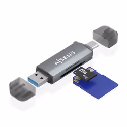 AISENS ASCR-2AC08-GR lecteur de carte mémoire USB 3.2 Gen 1 (3.1 Gen 1) Type-A/Type-C Gris