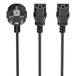 AISENS A132-0864 câble électrique Noir 3 m CEE7/7 Coupleur 2 x C13