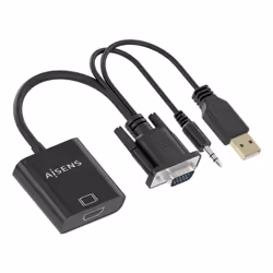 AISENS A115-0872 câble vidéo et adaptateur 0,2 m HDMI Type A (Standard) VGA (D-Sub) + 3.5mm + USB Type-A Noir