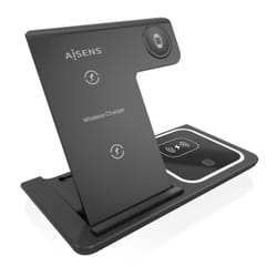 AISENS ASCH-15W3WC043-BK chargeur d'appareils mobiles Casque, Téléphone portable, Smartphone, Smartwatch Noir USB Recharge sans fil Intérieure