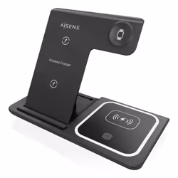 AISENS ASCH-15W3WC043-BK chargeur d'appareils mobiles Casque, Téléphone portable, Smartphone, Smartwatch Noir USB Recharge sans fil Intérieure
